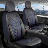 Renault Clio 4 Hatchback Uyumlu Lüx Deri Oto Koltuk Kılıfı Ön Arka Takım Classy Serisi Mavi Siyah