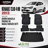 Renault Clio 4 Hb 2013 Araca Özel Derin Havuzlu Paspas ve Bagaj Havuzu Seti Semtaş - Siyah