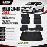 Renault Clio 4 Hb 2014 Araca Özel Derin Havuzlu Paspas ve Bagaj Havuzu Seti Semtaş - Siyah