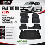 Renault Clio 4 Hb 2015 Araca Özel Derin Havuzlu Paspas ve Bagaj Havuzu Seti Semtaş - Siyah