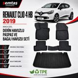 Renault Clio 4 Hb 2019 Araca Özel Derin Havuzlu Paspas ve Bagaj Havuzu Seti Semtaş - Siyah