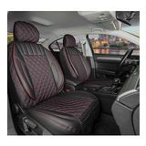 Renault Clio 4 Lüx Yarı Deri Oto Koltuk Kılıfı Ön Arka Takım İSTANBUL SERİSİ SİYAH KIRMIZI