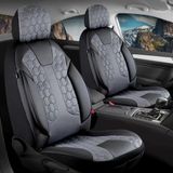 Renault Clio 4 Sport Tourer Uyumlu Lüx Deri Detaylı Oto Koltuk Kılıfı Ön Arka Takım Cyrus Serisi Füme