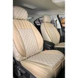 Renault Clio 4 Sport Tourer Uyumlu Lüx Yarı Deri Oto Koltuk Kılıfı Ön Arka Takım Petra Serisi Bej