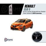 Renault Clio 5 2019> Özel Desenli Krom Ayak Dinlendirme Pedalı Ayak Dayama Pedalı