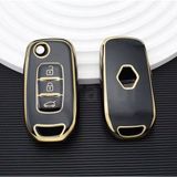 Renault Clio 5 Sustalı Anahtar Kılıfı Siyah-Gold - Şeffaf