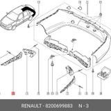 Renault Clio Thalia 2000- Tampon Braketi Arka Sağ (Oem No:8200699883)