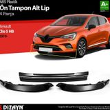 Renault Clio Uyumlu 5 Hatchback Abs Plastik Ön Tampon Alt Lip Siyah Ekli 4 Parça. 2019 Üzeri A+kalite Parça