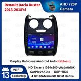 Renault Dacia Duster 2013-2018 Yıl Android Sürüm 13 Kablosuz Carplay 4Gb Ram +64Gb Rom Hafıza Navigasyon Multimedya 9 Inç Ekran Çerçeveli ve arka görüş kameralı