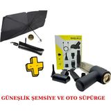 Renault Fluence 2009-2010-2011-2012-2013-2014--2015-2016 Oto Kablosuz Şarjlı Süpürge, Araba Ön Cam Güneşlik Şemsiye - Siyah