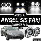 Renault Fluence 2009-2016 Uyumlu Üniversal Mercekli Angel Sis Farı Metal Su Geçirmez 76 Mm Beyaz Halkalı Gündüz Farı Angel Eyes 2 Adet