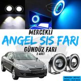 Renault Fluence 2009-2016 Uyumlu Üniversal Mercekli Angel Sis Farı Metal Su Geçirmez 76 Mm Buz Mavi Halkalı Gündüz Farı Angel Eyes 2 Adet