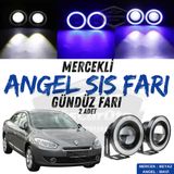 Renault Fluence 2009-2016 Uyumlu Üniversal Mercekli Angel Sis Farı Metal Su Geçirmez 76 Mm Mavi Halkalı Gündüz Farı Angel Eyes 2 Adet