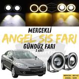 Renault Fluence 2009-2016 Uyumlu Üniversal Mercekli Angel Sis Farı Metal Su Geçirmez 76 Mm Sarı Halkalı Gündüz Farı Angel Eyes 2 Adet