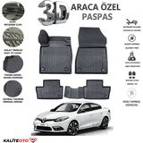 Renault Fluence 2013 Model Tam Uyumlu Kokusuz 3D Havuzlu Paspas - Siyah