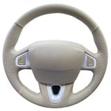Renault Fluence-Scenic Megane 3 Privilege Tuşlu-DERİSİ SÖKÜLMEDEN Yapılan Bej direksiyon kılıfı