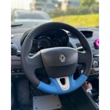 Renault Fluence Touch Araca Özel Direksiyon Kılıfı (Soft Nokta Düz Mavi Deri Mavi İp)