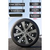Renault Jant Kapağı Seti 4 Adet 15" Inç Gri Siyah ( Clio 4 5 Symbol Megane Kangoo Fluence Taliant Express Brodway ) R021 - Gri - Siyah - 15 inç