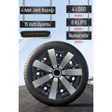 Renault Jant Kapağı Seti 4 Adet 15" Inç Gri Siyah ( Clio 4 5 Symbol Megane Kangoo Fluence Taliant Express Brodway ) R030 - Gri - Siyah - 15 inç