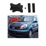 Renault Kangoo 2002 Suni Deri Lüx Kaput Koruyucu Maske Siyah Nakış Kapitone Yastık-Kemer Setli 120MPS