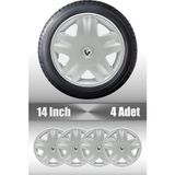 Renault Kangoo Trafic Modus 14" Inç Uyumlu 4 Adet 1 Takım Gri Kırılmaz Esnek Jant Kapağı 018 - Universal