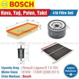 Renault Laguna 3 1.6 Bosch Filtre Bakım Seti (2008-2011)