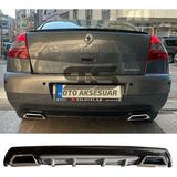 Renault Megane 2 Sedan Difüzör Arka Tampon Eki 2 Egzoz Çıkışlı Gri Lüx Tip