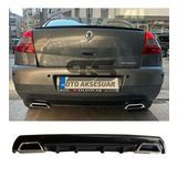 Renault Megane 2 Sedan Difüzör Arka Tampon Eki 2 Egzoz Çıkışlı Siyah Lüx Tip