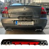 Renault Megane 2 Sedan Difüzör Arka Tampon Eki 4 Egzoz Çıkışlı Kırmızı Lüx Tip