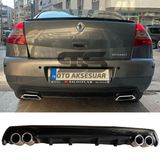 Renault Megane 2 Sedan Difuzor Arka Tampon Eki 4 Egzoz Cikisli Siyah Lux Tip