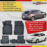 Renault Megane 3 Paspas Sport Tourer Araca Özel Paspas 2009 2015 Derin Havuzlu 3D Paspas Bosse North - Siyah