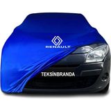 Renault Megane 3 Sedan (2008 - 2016) Mavi Kumaş Araba Branda Logolu Penye Oto Branda - Araç modeline özel tasarım