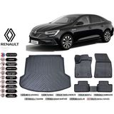 Renault Megane 4 2019 Model Çift Kulak Bagaj Havuzu Araca Özel Siyah Extra Havuzlu Paspas Takımı