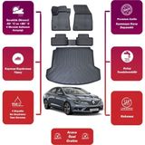 Renault Megane 4 2025 Model Çift Kulak Bagaj Havuzu+4d Araca Özel Havuzlu Paspas Takımıı Maxii - Siyah