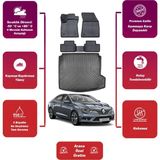 Renault Megane 4 2025 Model Sağ Kulak Bagaj Havuzu+4d Araca Özel Havuzlu Paspas Takımıı Maxii - Siyah