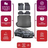 Renault Megane 4 2025 Model Sol Kulak Bagaj Havuzu+4d Araca Özel Havuzlu Paspas Takımıı Maxii - Siyah