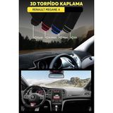 Renault Megane 4 3D Torpido Koruma Kılıfı-Örtüsü - Ön Göğüs Kaplama - Gri Şerit - Siyah