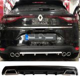 Renault Megane 4 Difüzör Arka Tampon Eki 2 Egzoz Çıkışlı Siyah Lüx Tip