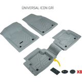 Renault Megane 4 Sd 2015 Kesilebilir Uyumlu Üniversal Icon Serisi Gri Havuzlu Oto Paspas Takımı