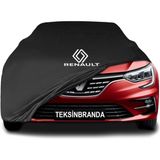 Renault Megane 4 Sedan (2016 - ) Siyah Kumaş Araba Branda Logolu Kumaş Araba Brandası Penye Oto Branda - Araç modeline özel tasarım