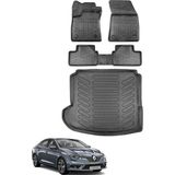 Renault Megane 4 Sedan 2020 Model Sol Cepli Bagaj Havuzu+Araca Özel Üretim 3D Havuzlu Paspas - Siyah