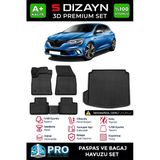 Renault Megane 4 Sedan 3D Pro Havuzlu Paspas Ve Sol Kulak Paspas Bagaj Havuzu Seti (2'Li Set) 2016-2021 A+ Kalite