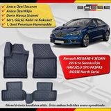 Renault Megane 4 Sedan Paspas Araca Özel 2016 ve Sonrası Derin Havuzlu Paspas Bosse North Serisi - Siyah