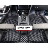 Renault Reno Megane 4 2016-2025 Siyah Üzeri Mavi Dikiş 8d Premium Tam Kaplama Havuzlu Deri Oto Paspas