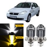 Renault Symbol 2008-2012 Thalia Uyumlu Mercekli Far Ampulu Led Xenon Cift Renk Sari-Beyaz Far Simsek Etkili Csp Led Lamba Uzun Kisa 2 Adet Takim
