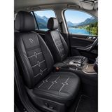 Renault Symbol-Clio 2-Broadway-Toros-Dacia Logan Araca Özel Keten Koltuk Kılıfı - Siyah Renk - Arka Bütün - Renkli