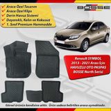 Renault Symbol Paspas Araca Özel 2013 - 2021 Arası Derin Havuzlu 3D Paspas Bosse North Serisi - Siyah