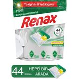 Renax Hepsi Bir Arada Bulaşık Makinesi Kapsülü 44 Yıkama – Yağ Çözücü, Kireç Önleyici ve Parlaklık Sağlayan