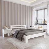 Renazzo Letto Mdf Karyola Komodin Set | Kolay Kurulum - Beyaz - Antrasit - 120x200