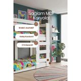 Renazzo Mobilya Agonya Modern Mdf Iki Katlı Ranza- 1. Sınıf Mdf Kompakt Tasarım Sağlam Merdivenli Iki Katlı Karyola - Beyaz - 200 x 200 cm
